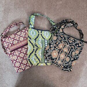 Lot of 3 Vera Bradley Crossbody Hipster Purses Medallion Cafe Latte Cambridge